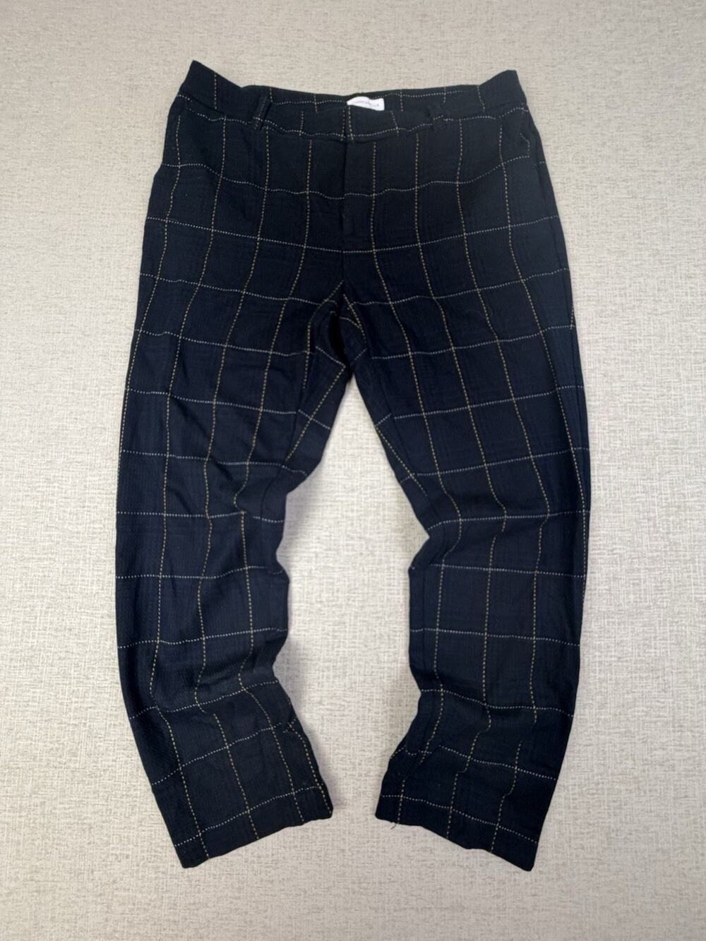 Charter Club Women’s 12 Plaid Dress Pants Navy Blue Windowpane 28 Inseam